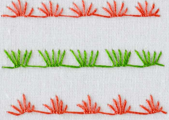 Bordado Puntada manta Guía de variaciones: Roseta de Espinas