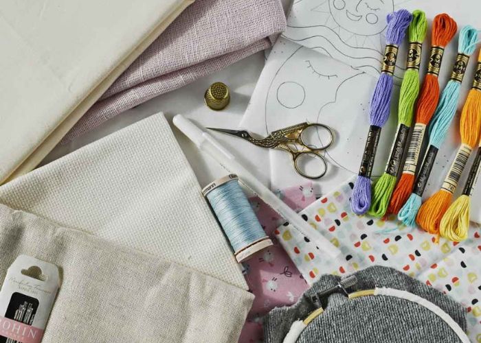 Fabrics and threads for hand embroidery