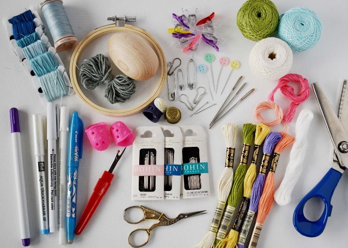 Embroidery tools and materials