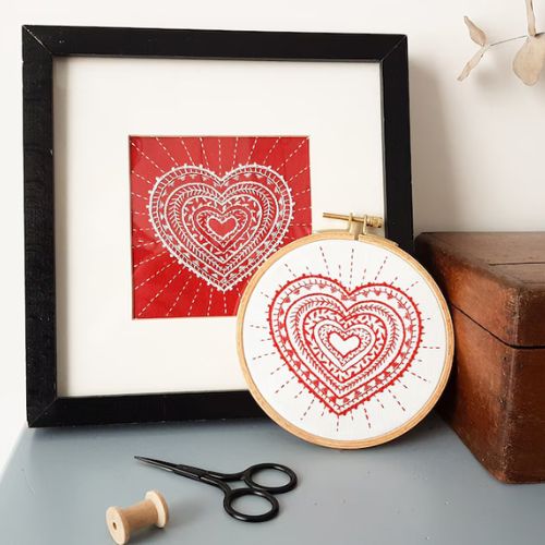 Heart Sampler pattern on Etsy