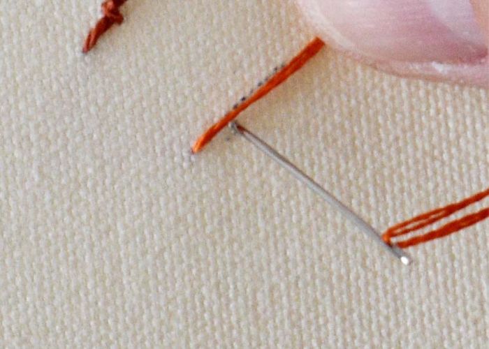 Coral stitch embroidery step 1
