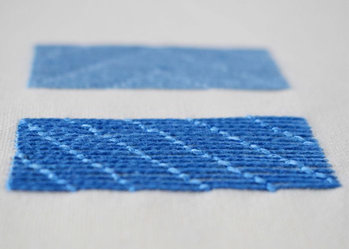 Bokhara Couching Stitch Hand Embroidery Video Tutorial: con hilos azules