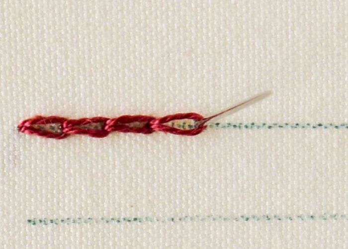 Point de chaînette fouetté étape 1