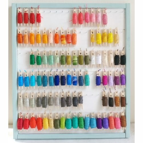 Floss organizer with clothespins by Ameroonie designs