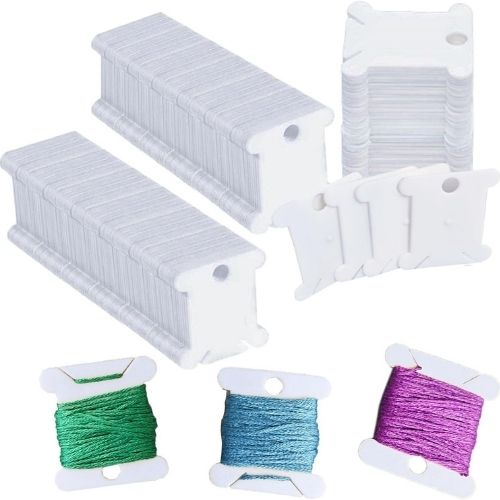 organize embroidery floss: Plastic floss bobbins on Amazon