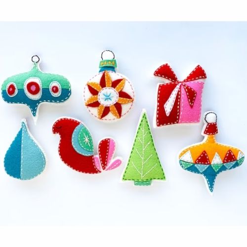 Retro Modern Christmas - Wollfilz Ornament Set PDF Anleitung von ericahite auf Etsy
