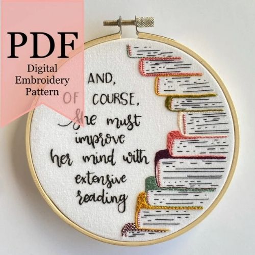 Stolz und Vorurteil Zitat Stickmuster von AndreaSmithDesigned auf Etsy