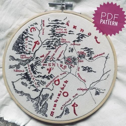 Das Auenland - Herr der Ringe Tolkien Karte PDF Stickanleitung von 20SomethingArt auf Etsy