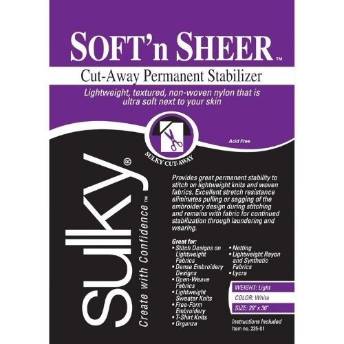 Sulky Of America Cut Away Soft N Sheer stabilizer on Amazon