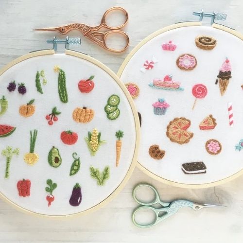 Tiny Sweets and Veggies hand embroidery pattern set designed by littledear on Etsy