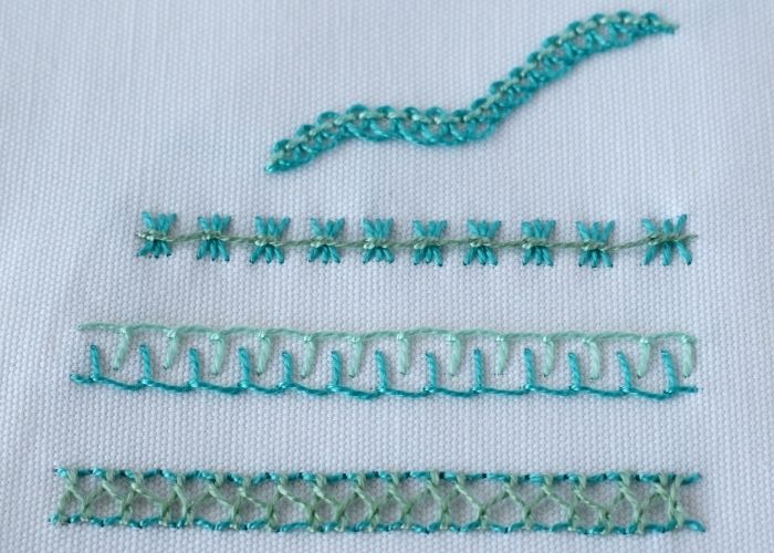 Green quarter of the simple stitches for borders sampler image