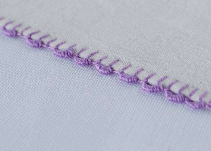 Bullion Picot Buttonhole Edging embroidery sampler made with pearl cotton thread image
